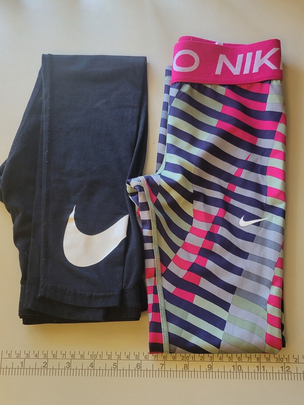 Nike Girls' Leggings Set - Black & Pink Multi-Stripe
